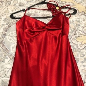 Red formal high low gown
